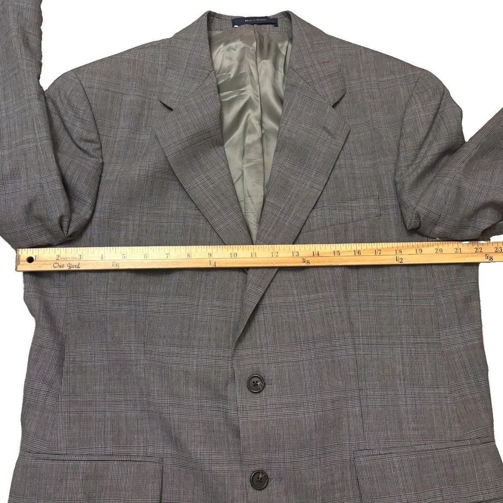 Vtg Ralph Lauren Chaps Glen Plaid 2pc Suit 41R 100% Wool Gray Made in Canada - Picture 7 of 14